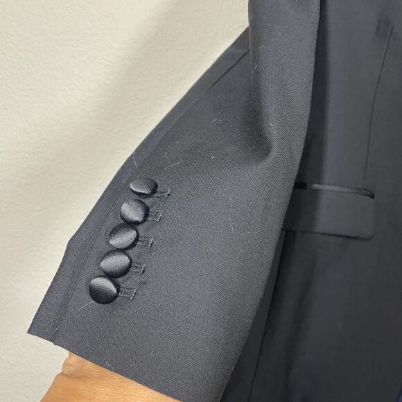 J Crew Womens 0 Tollegno 1900 Long Parke Tuxedo Blazer Black Wool - Picture 5 of 10